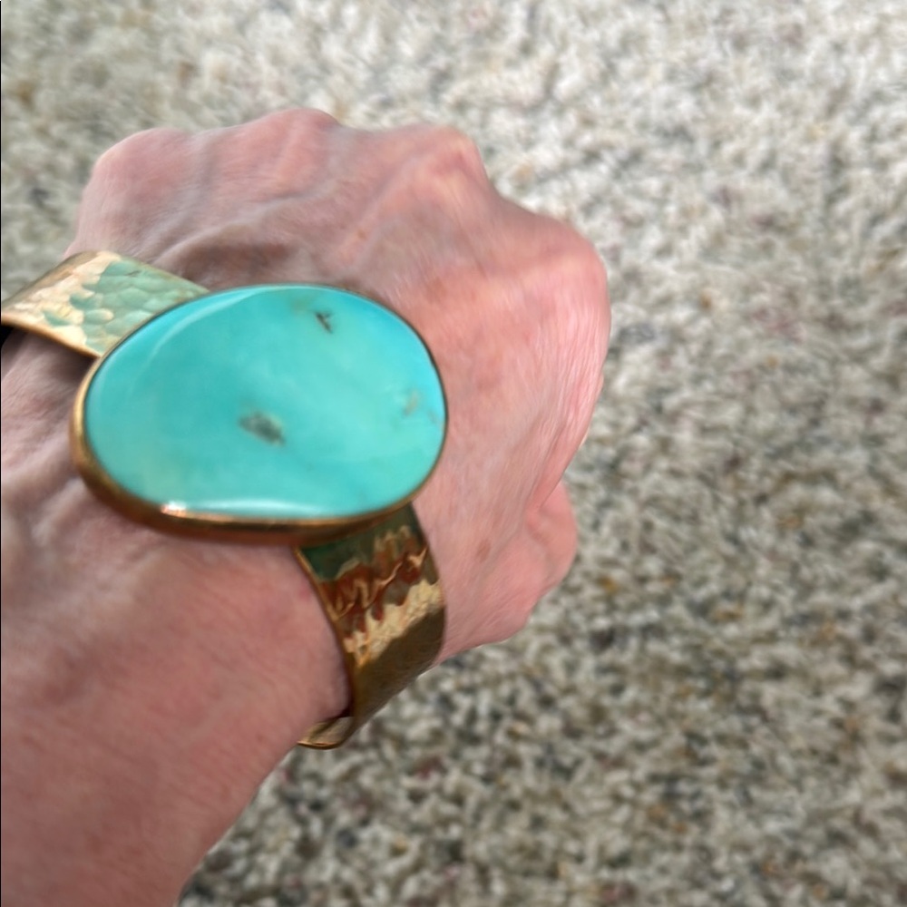 Banana Republic Gold Cuff Bracelet with Turquoise Oval Stone